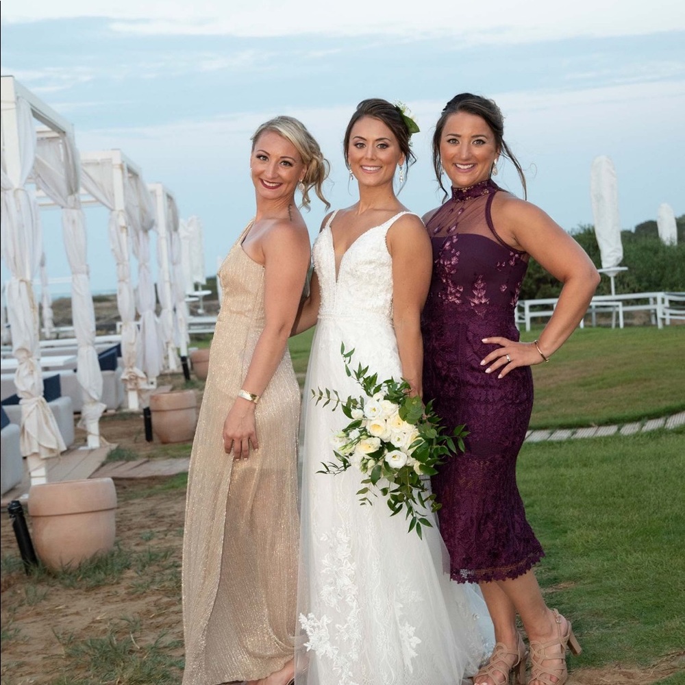 Elegant purple lace cocktail dress